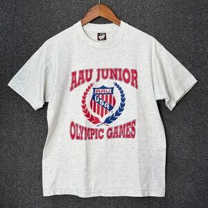 Vintage AAU Junior Olympic Games USA Graphic T-Shirt Grey L